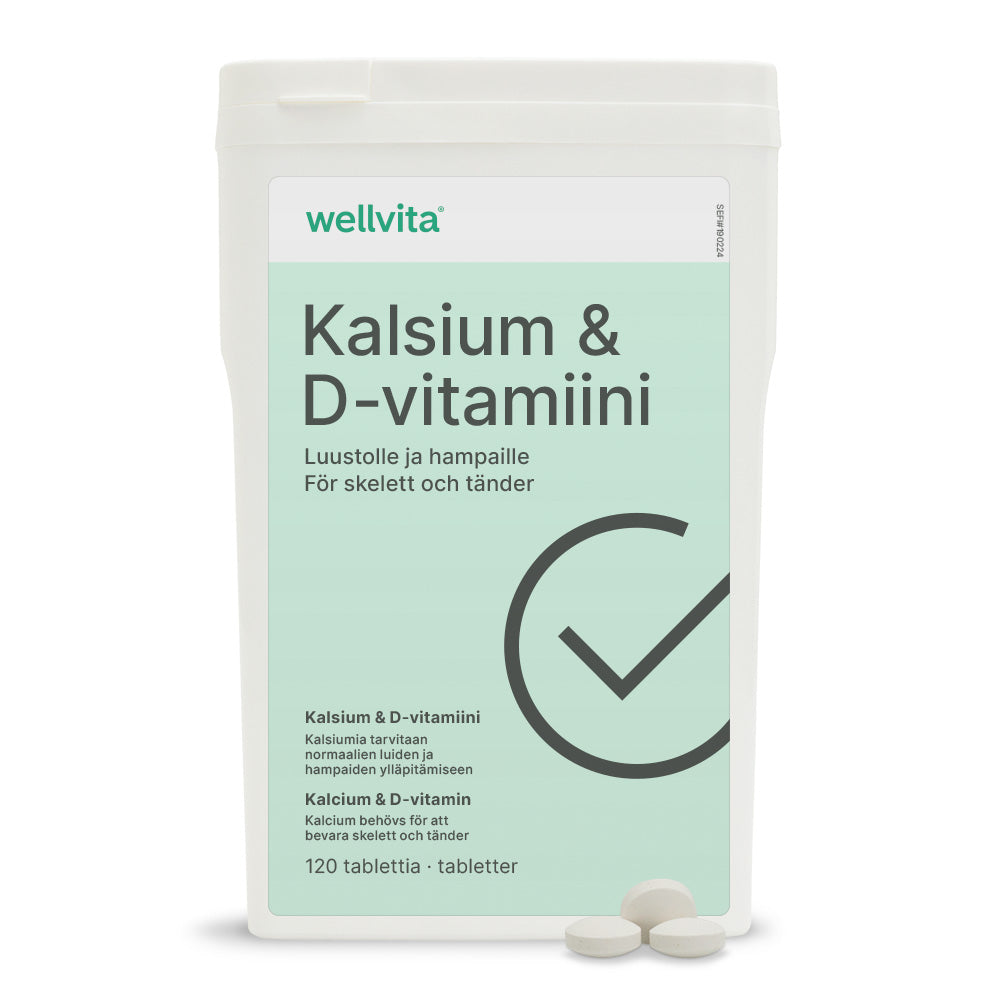 Kalsium & D-vitamiini tuotepakkaukset