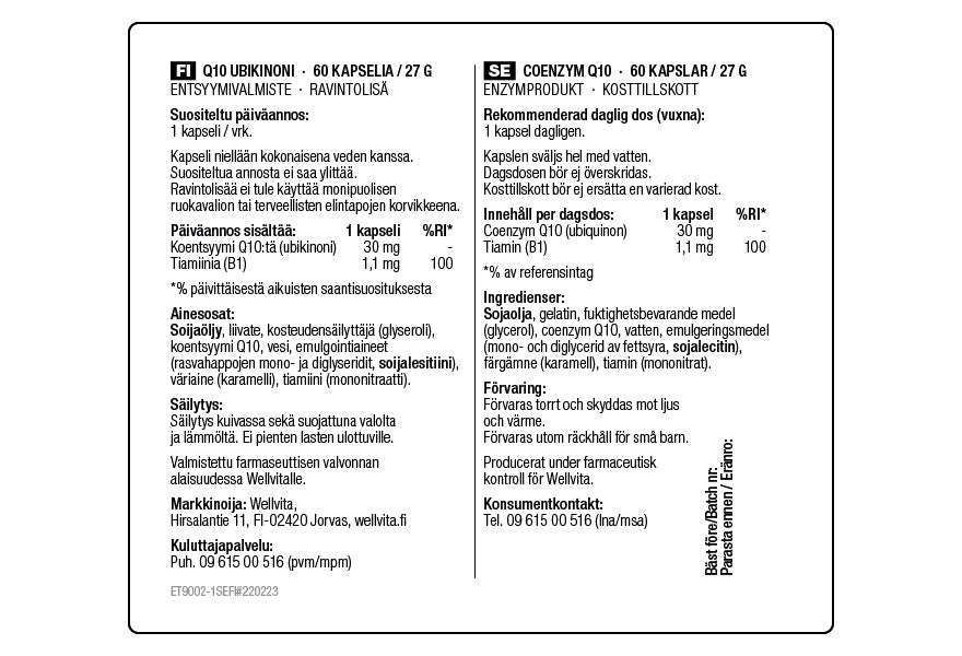 Q10 tuotepakkaukset