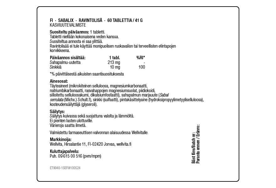 Sabalix tuotepakkaukset