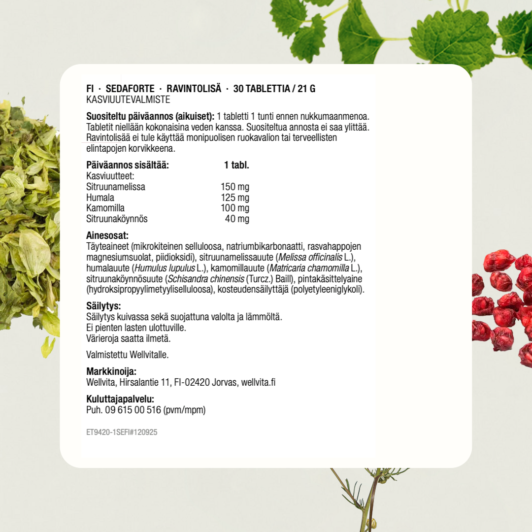 Sedaforte tuotepakkaukset