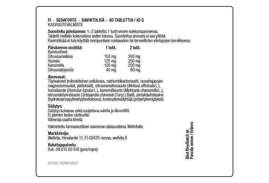 Sedaforte tuotepakkaukset