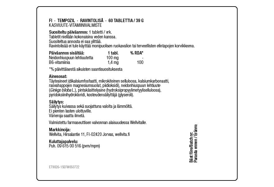 Tempozil tuotepakkaukset