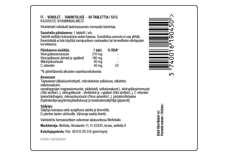 Venolet tuotepakkaukset